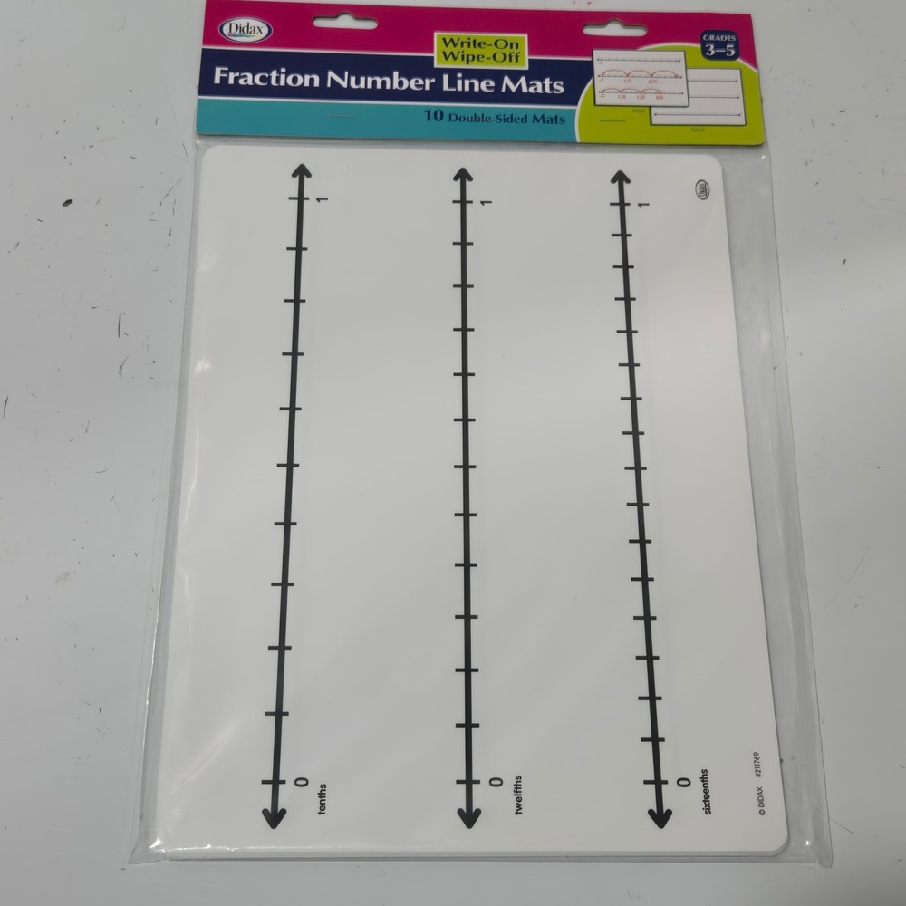 Didax Write-On Wipe-Off Fraction Number Line Mats 10 Double-Sided Mats 211769